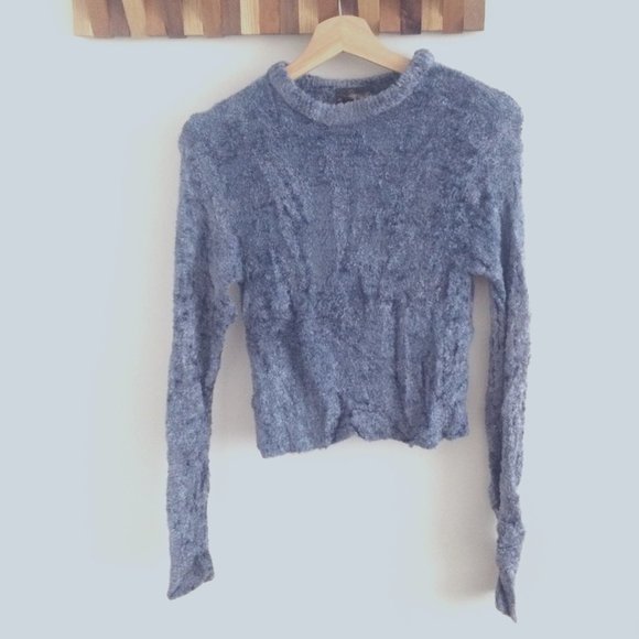 Vintage Sweaters - Vintage fluffy blue sweater (XS or S)